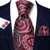 Paisley Mens Blue Tie Set Silk Woven Necktie Handkerchief Cufflinks Wedding Gift