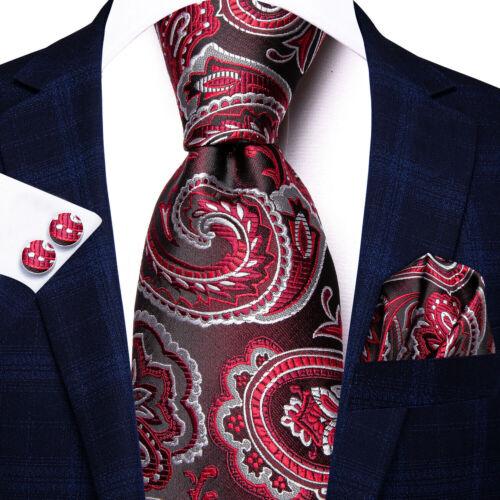 Paisley Mens Blue Tie Set Silk Woven Necktie Handkerchief Cufflinks Wedding Gift