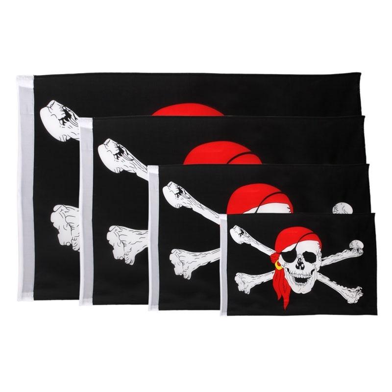 1 шт. Большой флаг пирата «Веселый Роджер» с черепом и костями, подвесной с люверсом, БЕЗ древка KTY