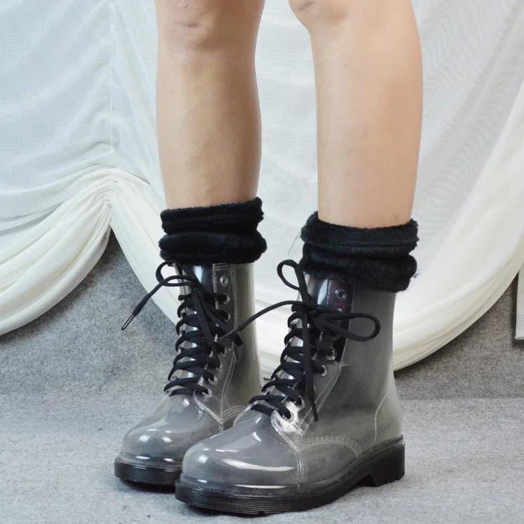 Модные женские сапоги для s, резиновые сапоги, зимние прозрачные, конфетного цвета, для девочек, водонепроницаемые, бахилы, нескользящие, женские, ботильоны, женские