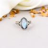 Rainbow Moonstone 925 Sterling Silver Handmade Gemstone Jewelry Ring For Women
