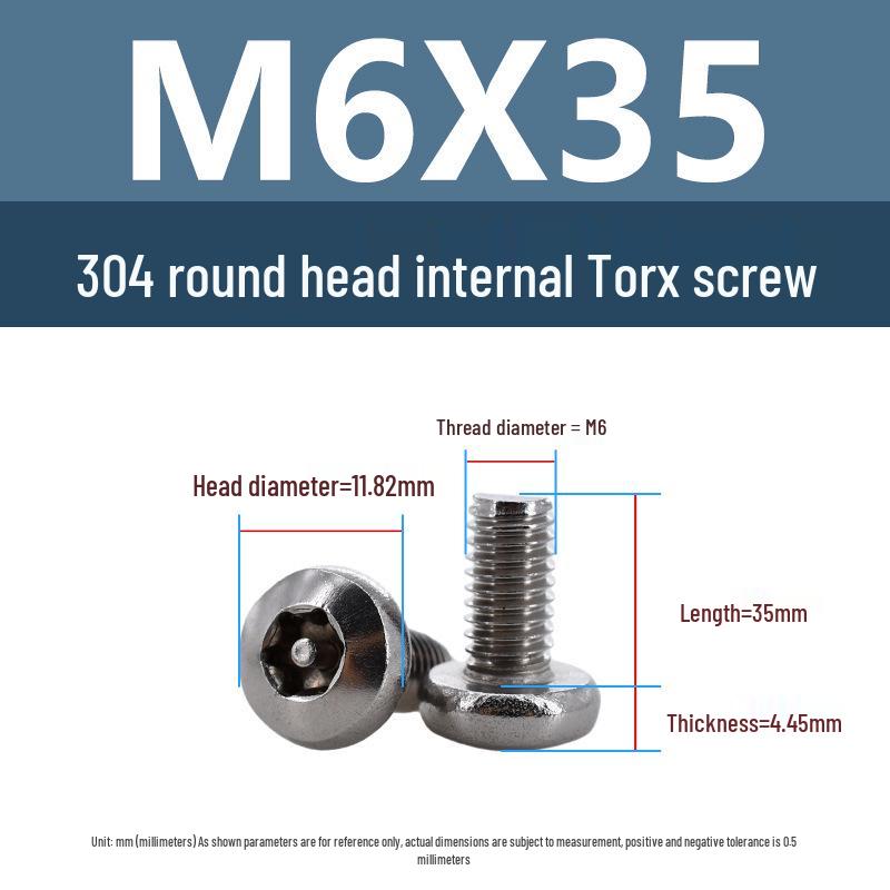 Винты Yigu Torx с пином против кражи, с круглой головкой M3-M6, из нержавеющей стали