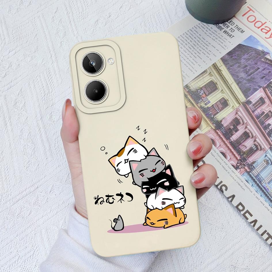 Для Realme 9 10 Pro + Plus 5 6 7 8 Pro чехол с милым котом защитный квадратный жидкий мягкий силиконовый бампер для OPPO Realme 2 5i 6i 8i 9i Fundas Coque