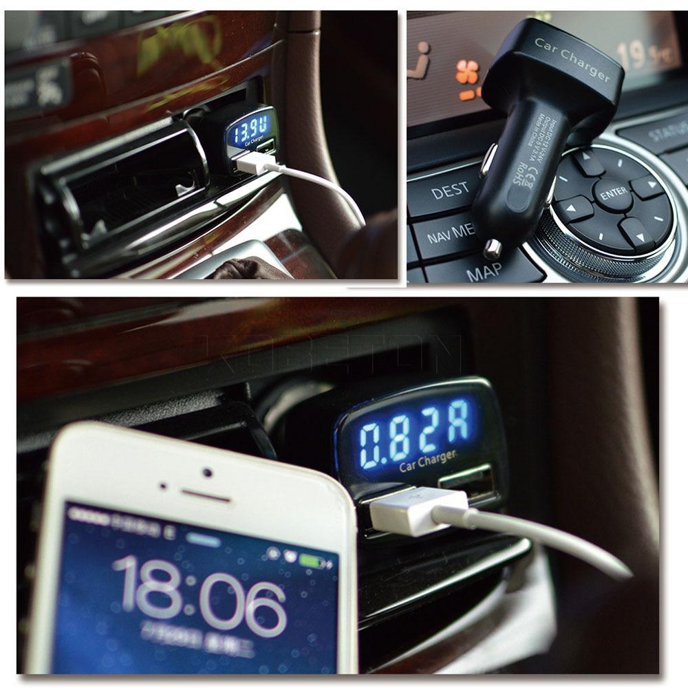 4 в 1 автомобильное зарядное устройство с двумя USB-портами 3,1 А, адаптер для быстрой зарядки, цифровой дисплей, напряжение, температура