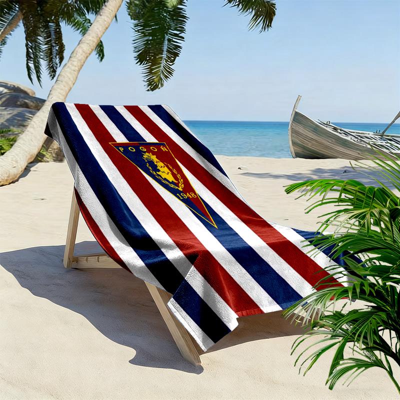 Pogoń Szczecin Print Beach Towel, Large Soft Quick Dry Towel for Beach Camping Swimming