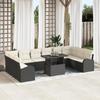 11-piece Garden Sofa Set with Black Rattan Cushions, 2-seater Garden Sofa with Storage and Cushions 3357450