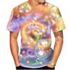 3D Rainbow Bubble Printed Men's T-shirt, Large Casual Round Neck Streetwear, Short Sleeved T-shirt, Top, Summer Fashion