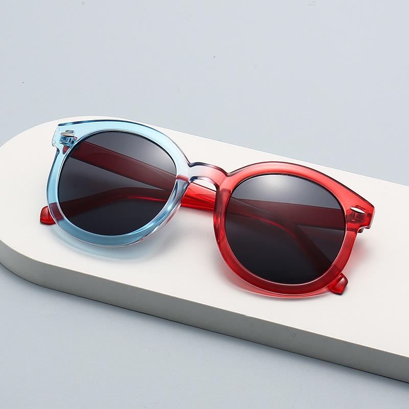 Novelty decoration funny sunglasses blue and red contrasting colors large frame round sunglasses new sunglasses women