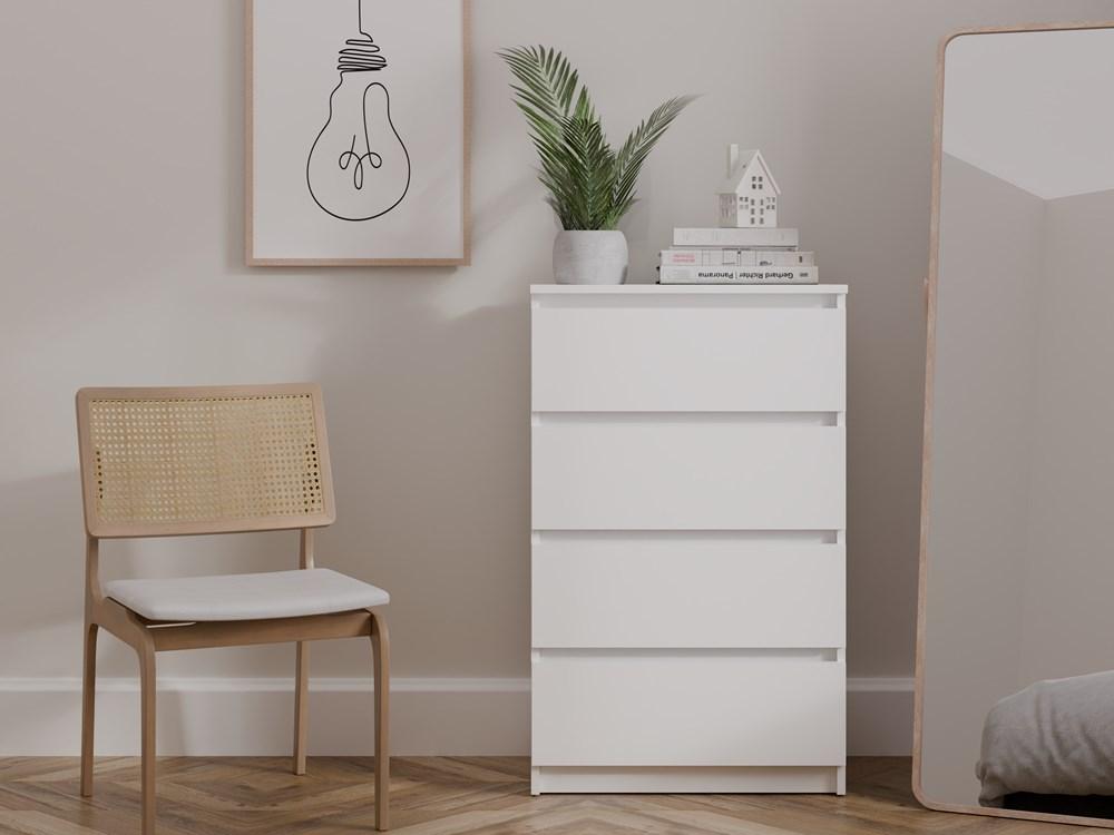 M4 60 Chest Of Drawers Malwa White 4 Drawers Cabinet For Living Room Bedroom Home Office