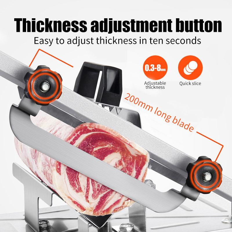 Manual Frozen Meat Slicer Stainless Steel Meat Cutter Beef Mutton Roll Food Slicer Slicing Machine for Cooking Hot Pot Shabu BBQ