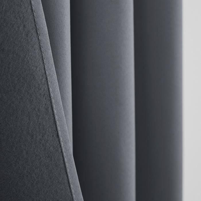 Set of 2 Thermal Blackout Curtains - Anthracite Grey - 140 X 260 Cm