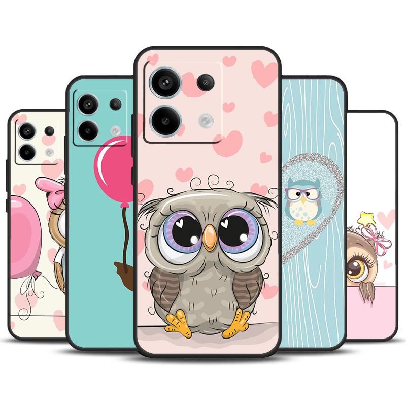 Cute Cartoon Owl Case For Redmi Note 11 12 13 Pro Plus 9 10 10S 11S 12S Redmi 12 9C 10C 12C 13C Back Cover