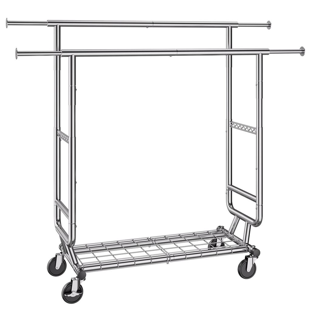 VEVOR Heavy Duty Clothes Rack, Double Hanging Rod Clothing Garment Rack for Hanging Clothes