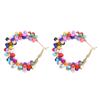 3 Pairs Crystal Beads Hoop Earrings Gold-plated Gold Earrings Trend Jewelry Earrings  Women
