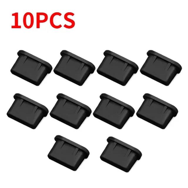 Type-C Dust Plug Silicone USB C Port Cover Cap Charger Port Protector Compatible with Most USB C Phones Laptops Black2