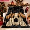Blanket 1pc Puppy Cartoon Drawing 2D-printed Flannel Throw Blanket-soft and Cozy Suitable for Use On the Sofa While Traveling At T