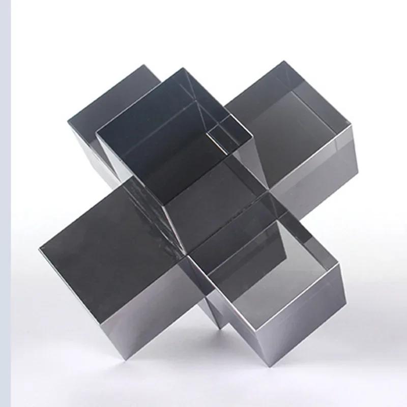 Minimalism Cross Crystal Ornaments Transparent Geometric Square Crystal Statue Desk Decoration Frosted Glass Crafts Sculpture