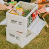 Folding Camping Storage Box with Wooden Lid - Outdoor Picnic & Car Trunk Organizer