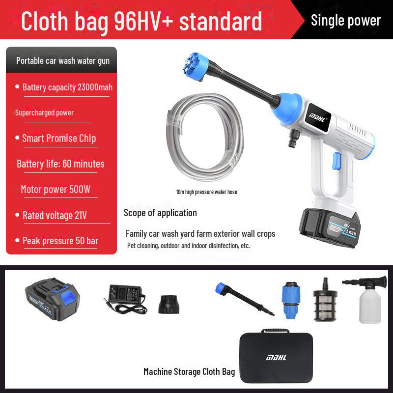 Rechargeable High-Pressure Wireless Car Wash Spray Gun with Lithium Battery