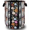 Корзина для белья Boho Flowers Складная с ручками Универсальная сумка-тоут Ткань Оксфорд Красочная корзина для белья 18,9" x 16,5" Ведро для хранения одежды Игрушка