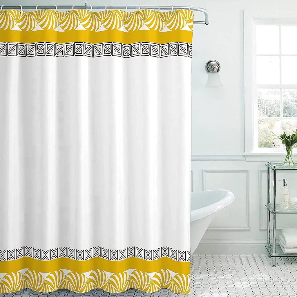 unframed Abstract Neutral Leaves Simple Bathroom Shower Curtain Mid Century Sun Minimalist Modern Polyester Fabric Decor Bathr