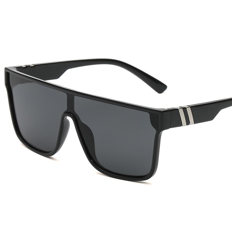 New Fashion Large Frame Sunglasses Luxury Design One Piece True Film Eyewear Classic Outdoor Beach Sun Glasses Uv400