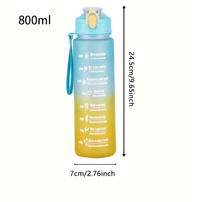 1Pc 800ml Capacity Motivational Water Bottle with Time Marker, Leakproof, with Durable Carrying Strap, for Fitness, Gym, Outdoor Sports