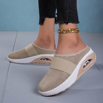 Большой размер без каблука, одна педаль и полуволочение, ленивая воздушная подушка, полая сетка, дышащая сумка-головка, женская обувь, развевающийся флаг, повседневная