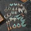 Bohemian Style Retro Earrings with Metal Geometric Hollow Out Ethnic Style Earrings