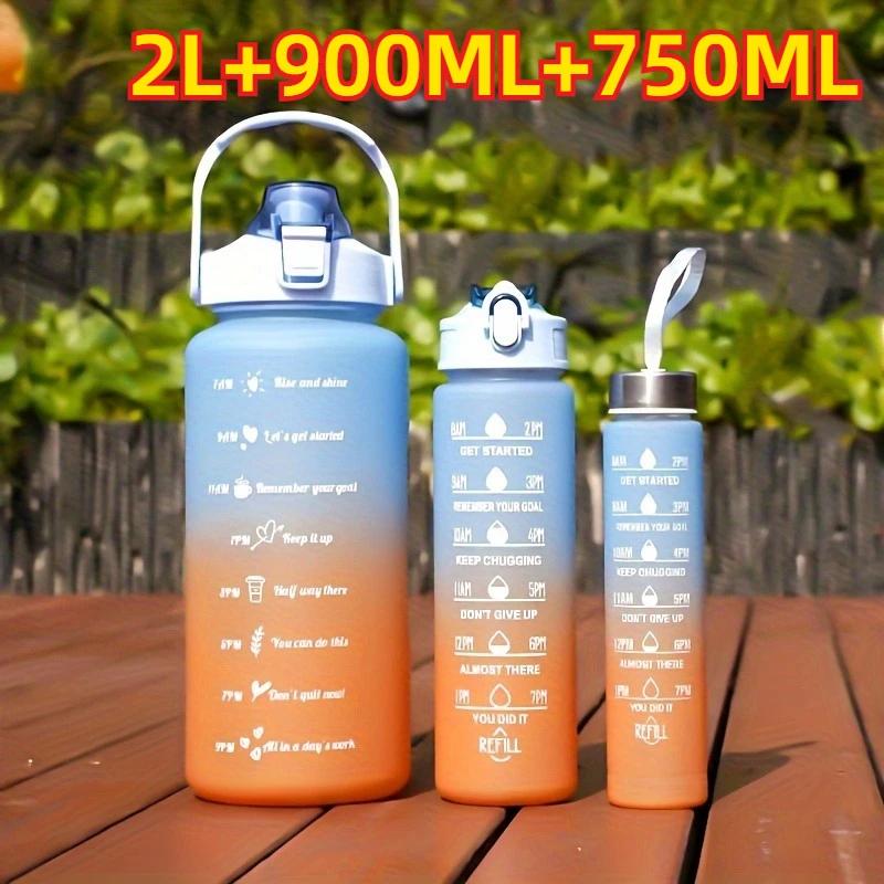 1-3PCS Sports Water Bottle for Running Drinking Bottle 2L Motivational with Time Marker Stickers Portable Reusable Plastic Cups