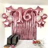 6pcs Pink Five-Pointed Star Balloon and Tassel Curtain Set Suitable for Birthday Parties Family Anniversaries Engagement/Wedd 5