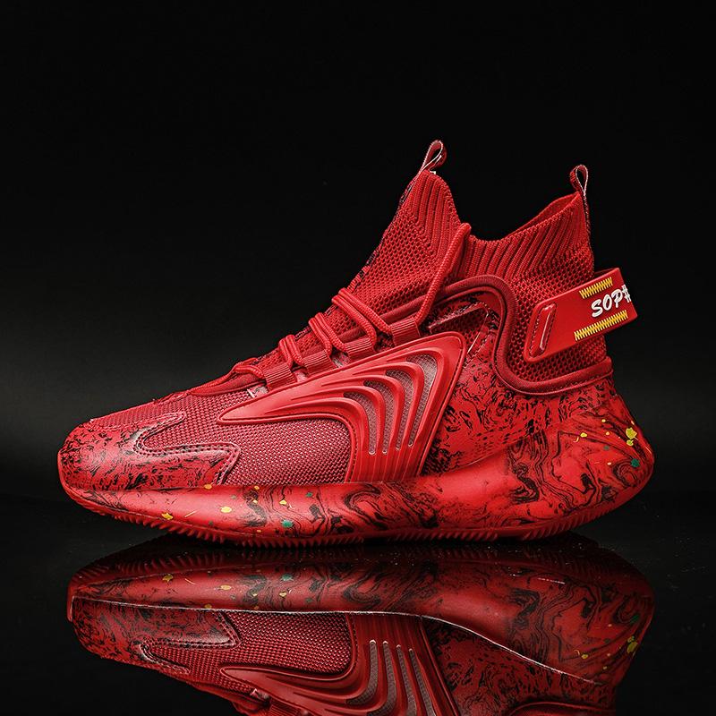 Летняя тканая дышащая спортивная обувь унисекс с высоким берцем 35-47 лет, большие размеры, высокие кеды для фитнеса