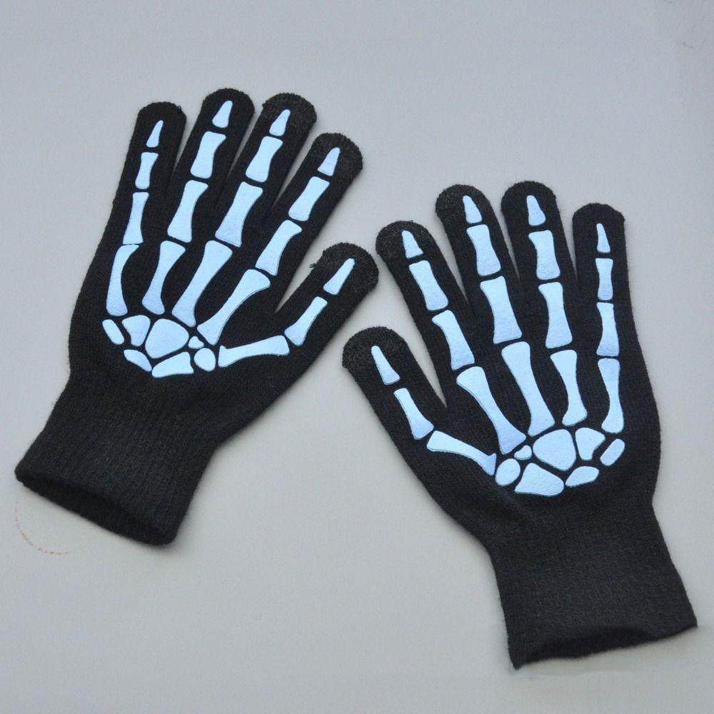 Thicken Luminous Skeleton Claw Gloves Full Finger Halloween Bone Claw Gloves  Cycling
