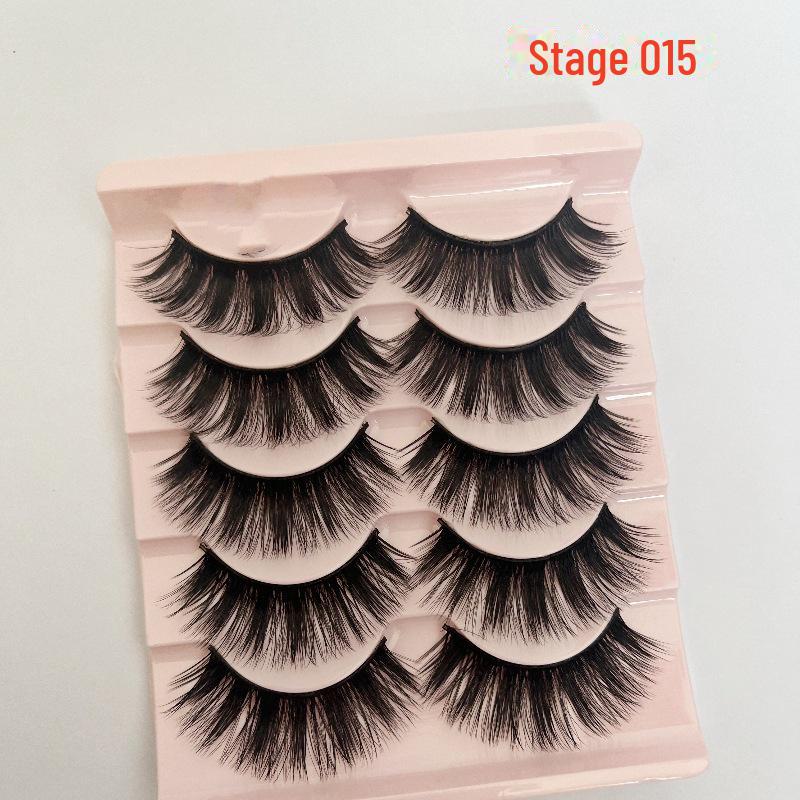 Smokey Makeup Cross Thick False Eyelashes - 5 Pairs, Black, Blue, Purple, Brown, Stage Series