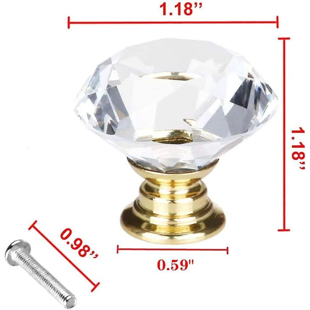 10 шт. 30 мм алмазные стеклянные ручки для ящиков с винтами для домашнего офиса