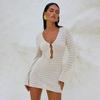 Women's Cover Ups Beach Dress Solid Color Sexy Knit Beach Bikini Swimsuit Cover Up Sunwear
