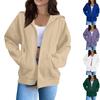 Women's Fashion Casual Long Sleeve Solid Color Hooded Sweatshirt Tops