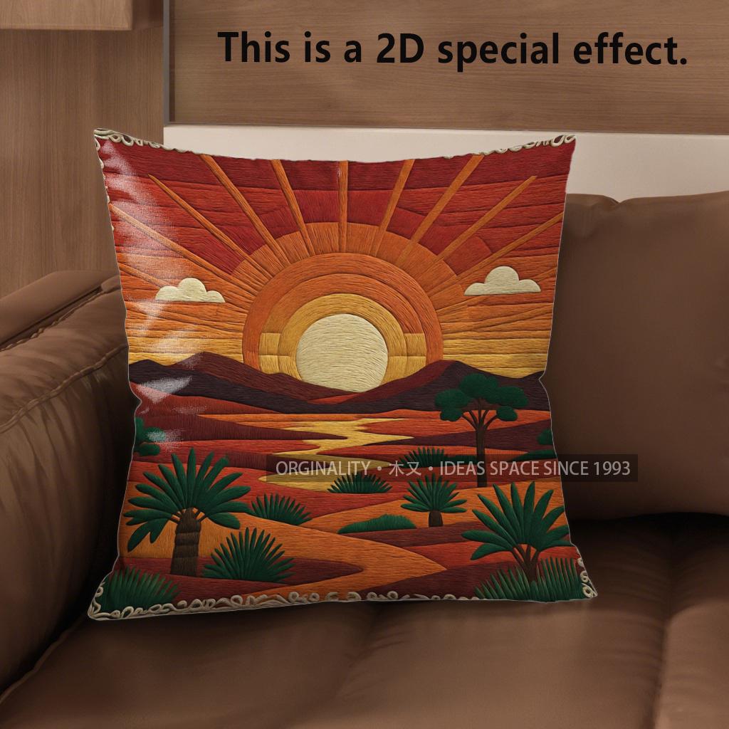 2D Богемные Закатные Подушки с Рисунком Пустыни Наволочки для Подушек Подходящие для Дивана, Спальни, Автомобиля