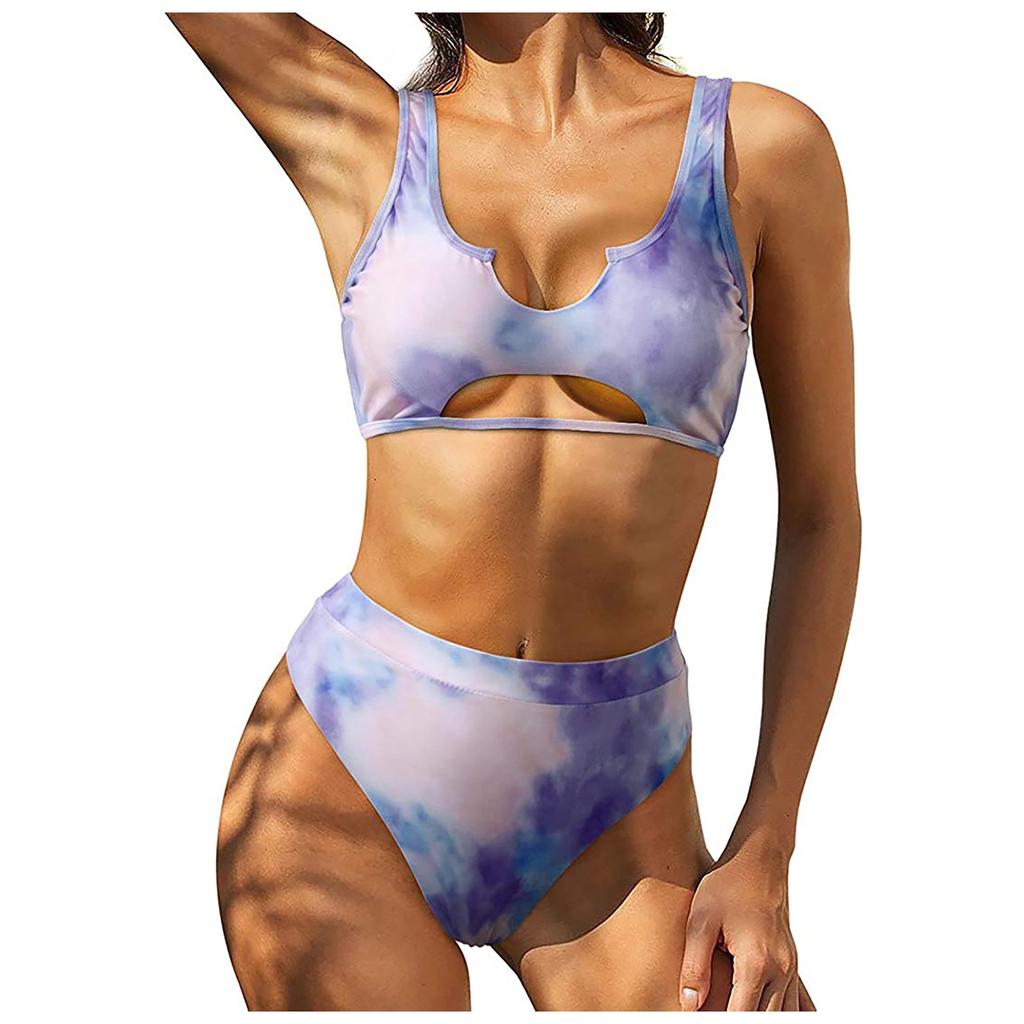 Women's Printing Padded Push Up 2 Piece Bikini Hollow Out Swimsuits Beachweart
