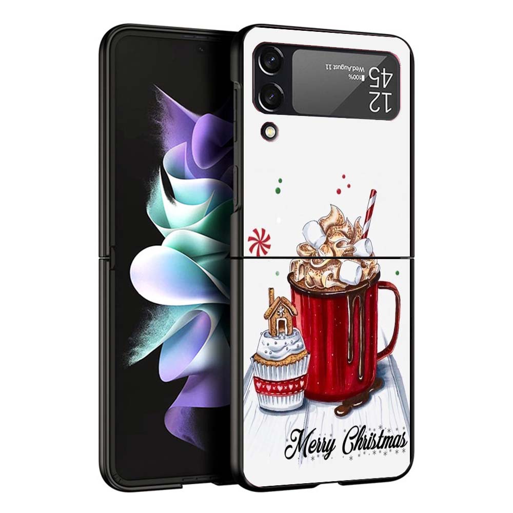 Зимний Кофе Рождественский Чехол для Телефона для Samsung Galaxy Z Flip7 Flip6 5G Flip5 Flip4 Flip3 ZFlip 7 6 3 4 5 Ударопрочная Задняя Крышка G