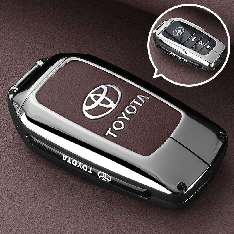Кожаный чехол для автомобильного ключа из цинкового сплава для Toyota Corolla Hybrid 2021 Rav4 Land Cruiser Prado Camry Highlander Prius C-HR 2018+