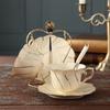 European Style Gold Tracing Coffee Cup and Plate Two-piece Set Luxury Ceramic Cup Water Cup Flower Tea Cup Milk Cup