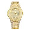 Мужские водонепроницаемые часы с золотым блеском и бриллиантами, аналоговым дисплеем и сплавным ремешком - Идеально для повседневного ношения, деловых встреч или в качестве подарка на день рождения,