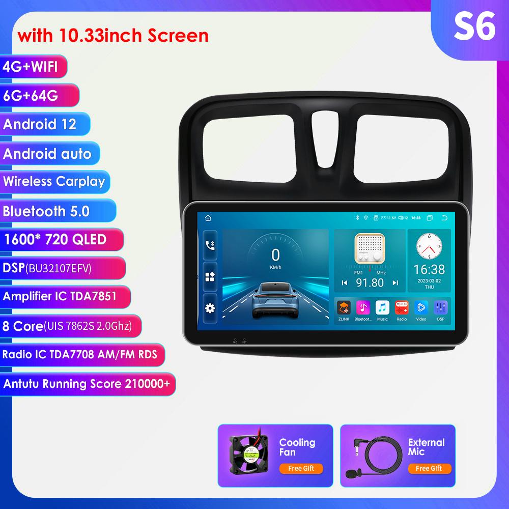 2din Android Авторадио для Renault Logan 2 2012-2019 Sandero 2 Автомобильный радиоприемник Мультимедийный видеоплеер GPS Navi Головное устройство Carplay 4G Интеллектуальный экран