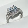 Fashion Light Luxury Square Zircon Crystal Ring for Women's White Gold Color Engagement Wedding Ring Exquisite Jewelry