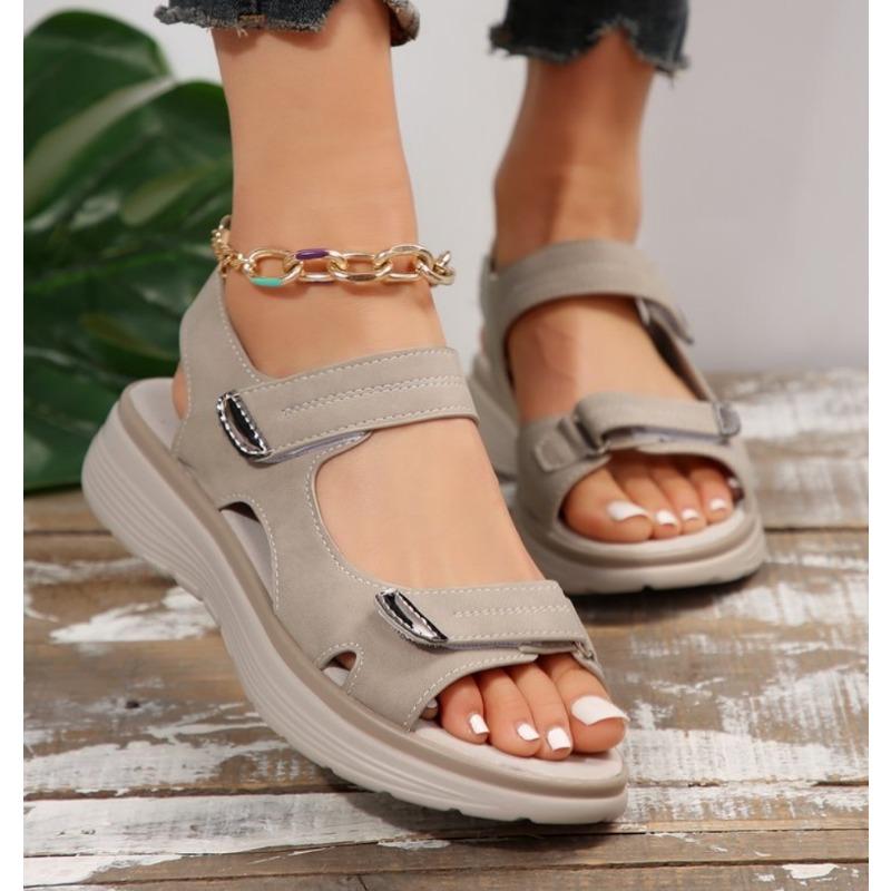 Женские ортопедические сандалии с поддержкой свода стопы, удобные для ходьбы, мягкие, с открытым носком, с ремешком, на плоской подошве, для женщин, спортивные, на танкетке, пляжные