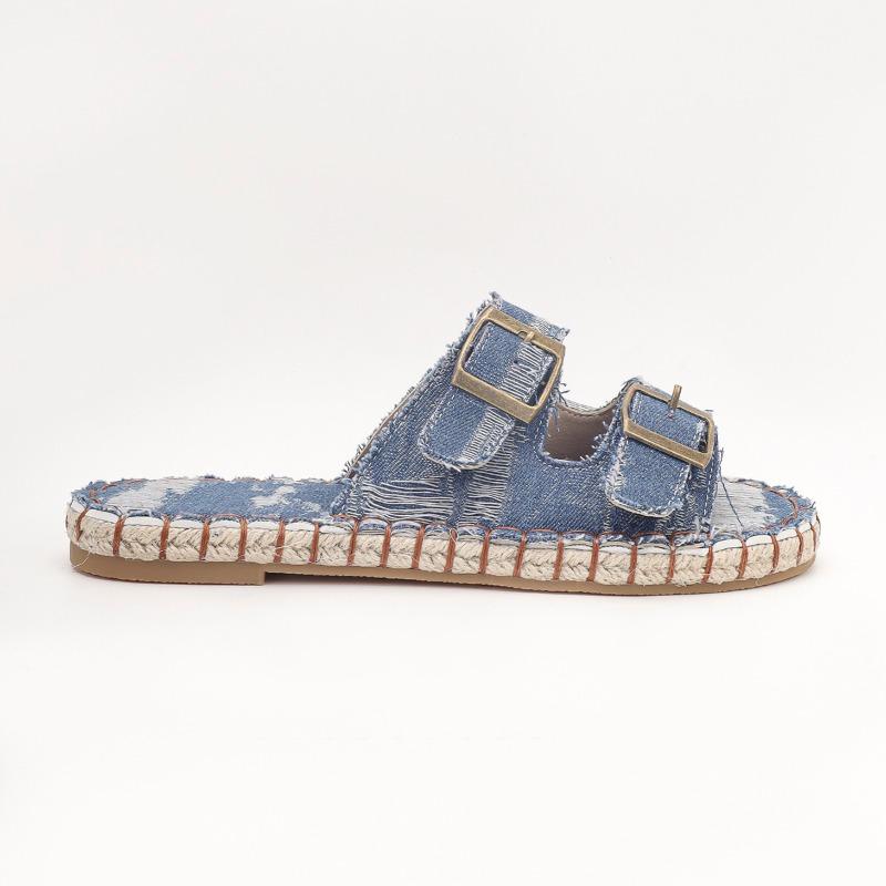 2024 Новые уличные джинсовые летние тапочки женские плоские уличные сандалии женские роскошные дизайнерские шлепанцы женские трендовые женские туфли