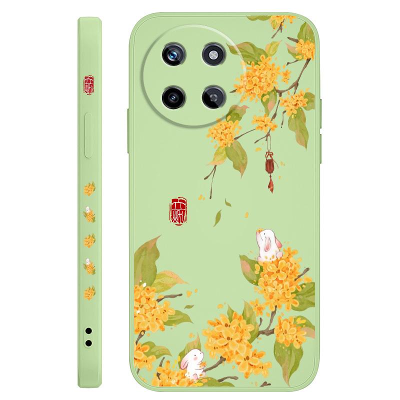 Osmanthus Rabbit Phone Case For OPPO Realme 12 11 10 9 9i 8 8i 7 Pro Plus C35 C21Y C25Y C25 4G 5G Liquid Silicone Cover