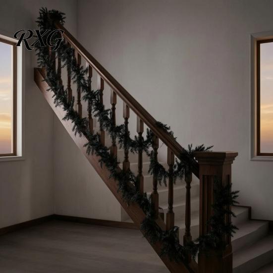 Realistic Artificial Rattan Branches Black Halloween Garland, Spooky Cedar Vine for Mantel Fireplace, Decorative Garland Stairs Gothic Hanging
