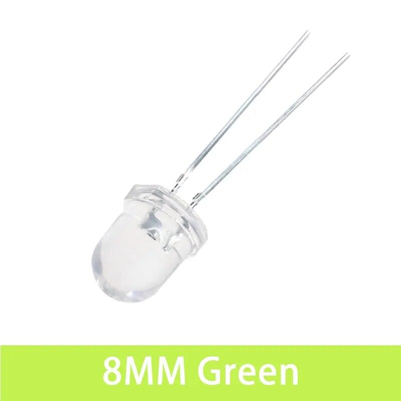 20 шт. прозрачный светодиодный диод 8 мм белый красный желтый синий зеленый светодиодный светодиод электронный компонент